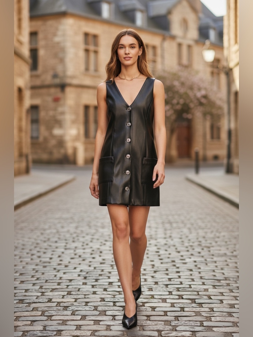 Favorite Daughter Sasha Leather Mini Dress In Raven Sz M